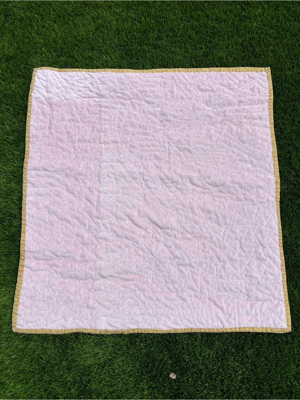 Colorful Animal Patchwork Baby Quilt - Pink, Yellow, Green 34x34